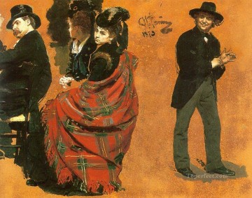  Guante Arte - Hombre y mujer en la mesa El hombre que tira del guante 1873 Ilya Repin